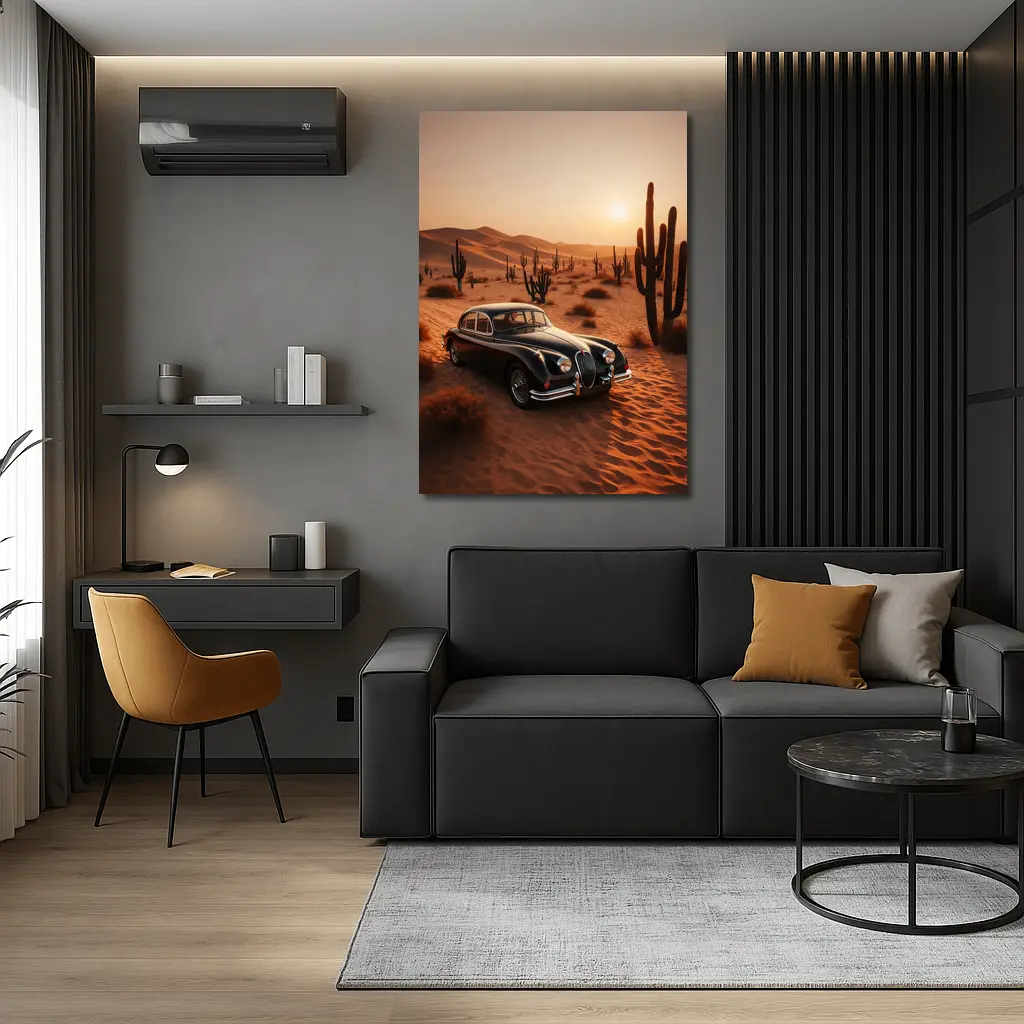 Vintage Jaguar XK Classic Car Desert Sunset – Wall Art