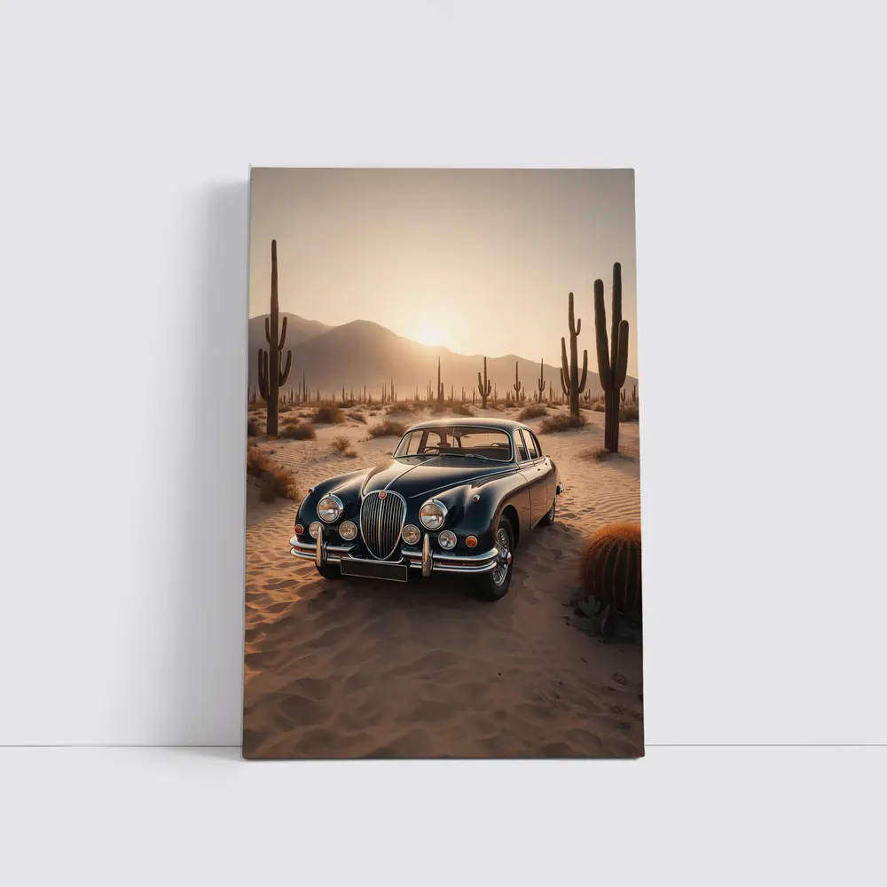 Jaguar Mark II Classic Saloon in Desert Sunset – Wall Art