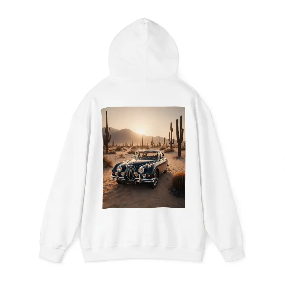 Vintage Jaguar Mark II Desert Sunset Scene – Hoodies