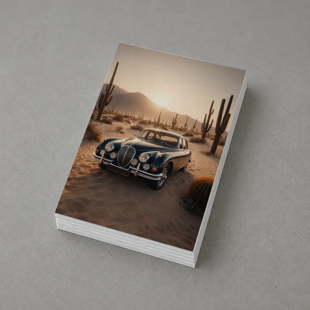 Vintage Jaguar Mark II Desert Sunset Scene – Postcards