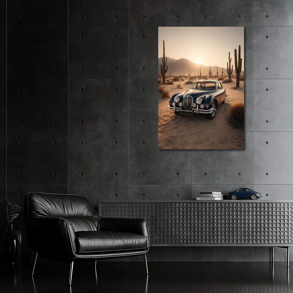 Jaguar Mark II Classic Saloon in Desert Sunset – Wall Art