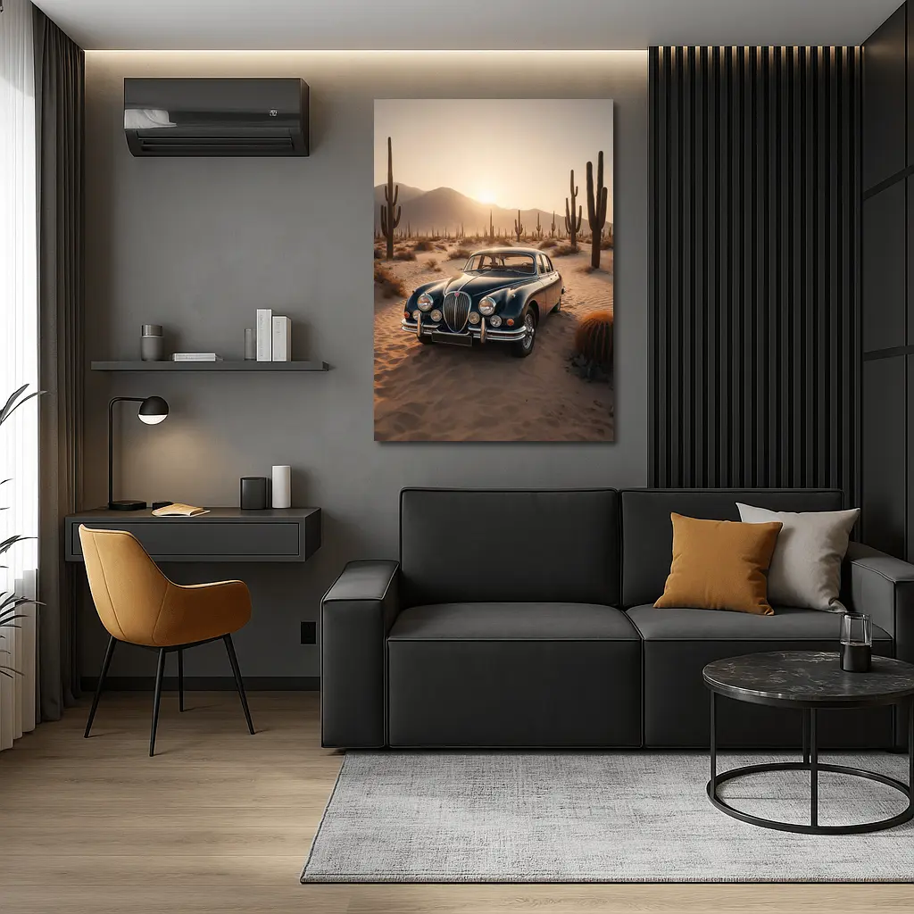 Jaguar Mark II Classic Saloon in Desert Sunset – Wall Art