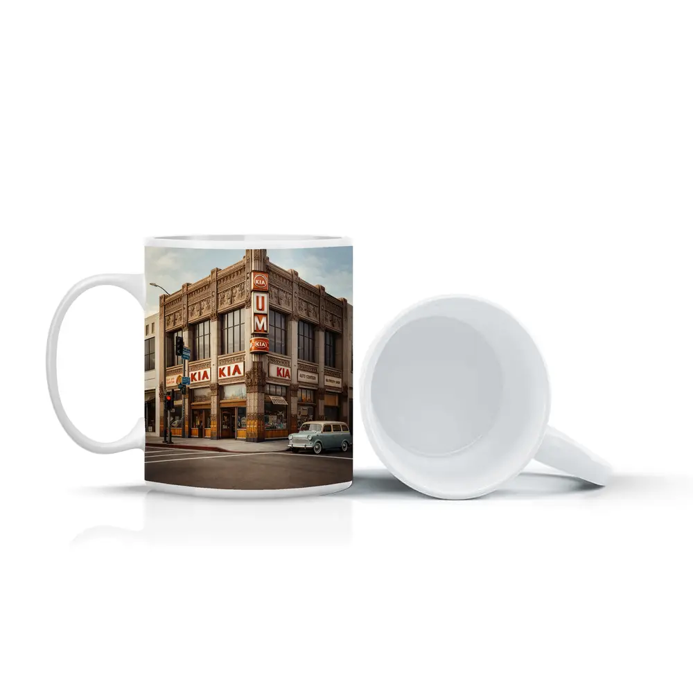 Kia Auto Center Retro Art Deco Building – Mugs
