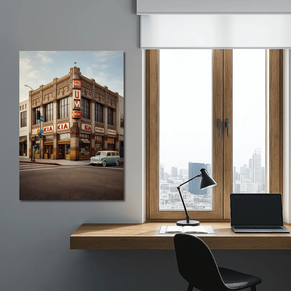 Kia Auto Center Retro Art Deco Building – Wall Art