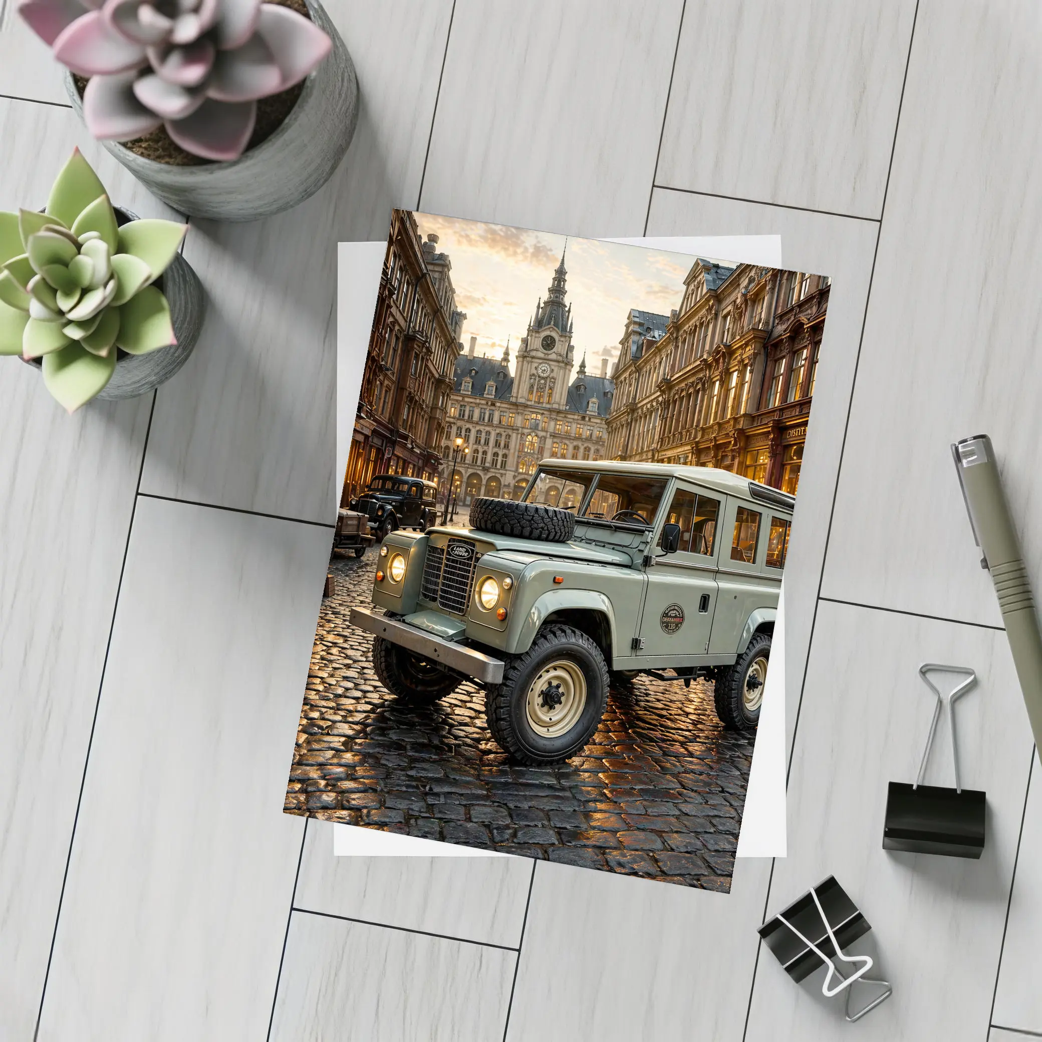 Land Rover Defender Classic European City Street – Postcards