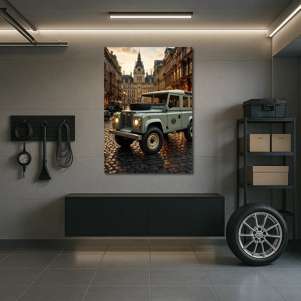 Land Rover Defender Classic European City Street – Wall Art