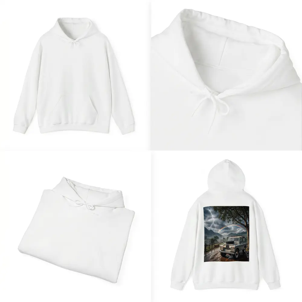 Land Rover Defender Storm Rainbow Mountain Road – Hoodies