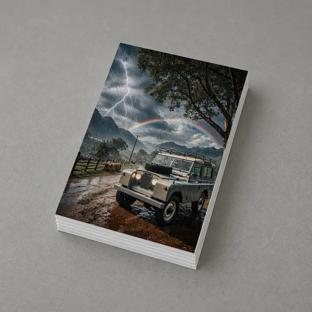 Land Rover Defender Storm Rainbow Mountain Road – Postcards