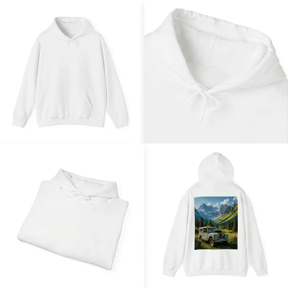 Vintage Land Rover Alpine Meadow Mountain Scene – Hoodies