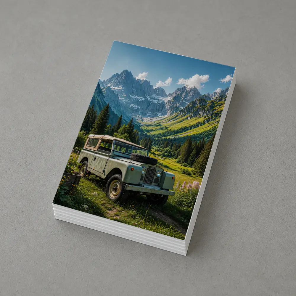 Vintage Land Rover Alpine Meadow Mountain Scene – Postcards