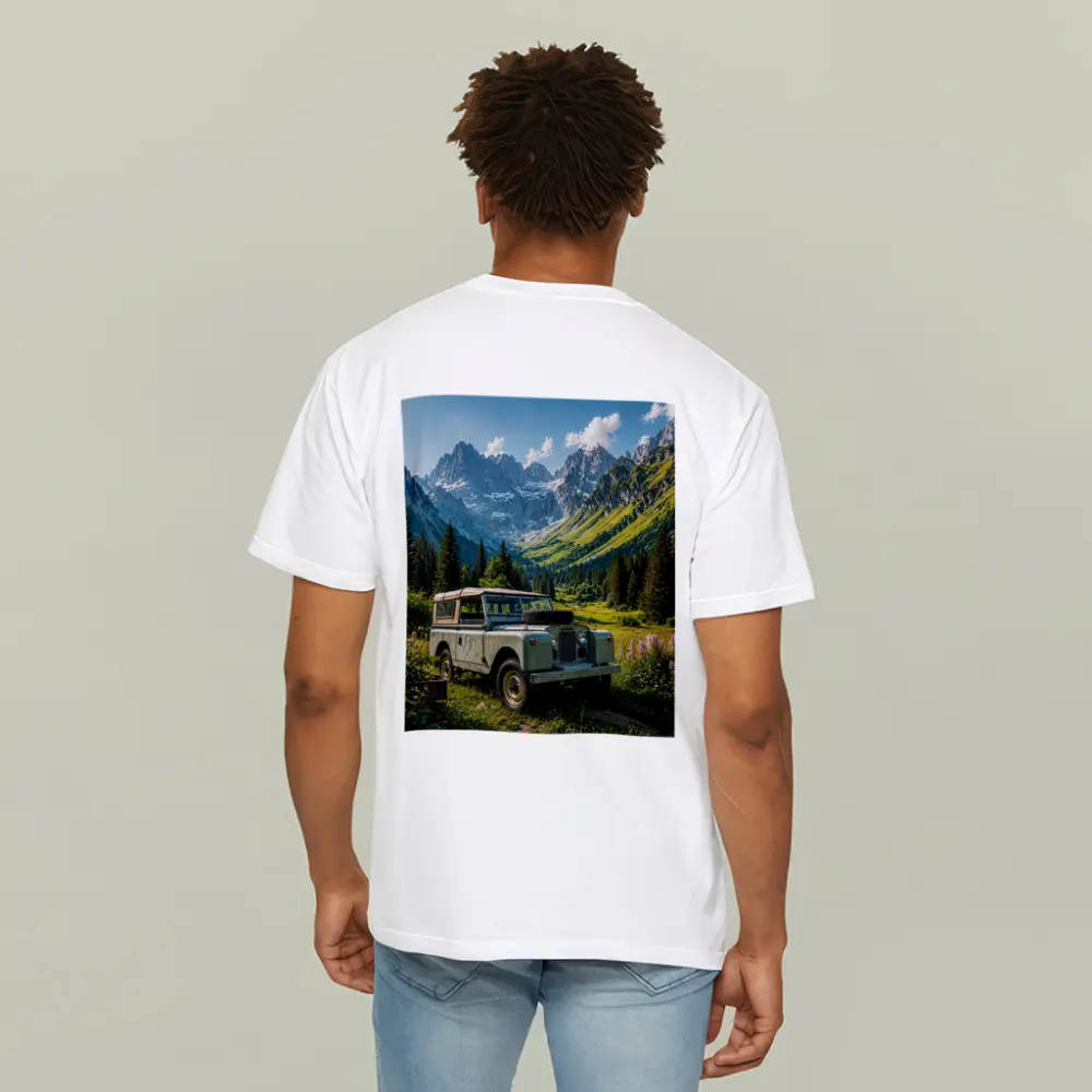 Vintage Land Rover Alpine Meadow Mountain Scene – T-Shirts
