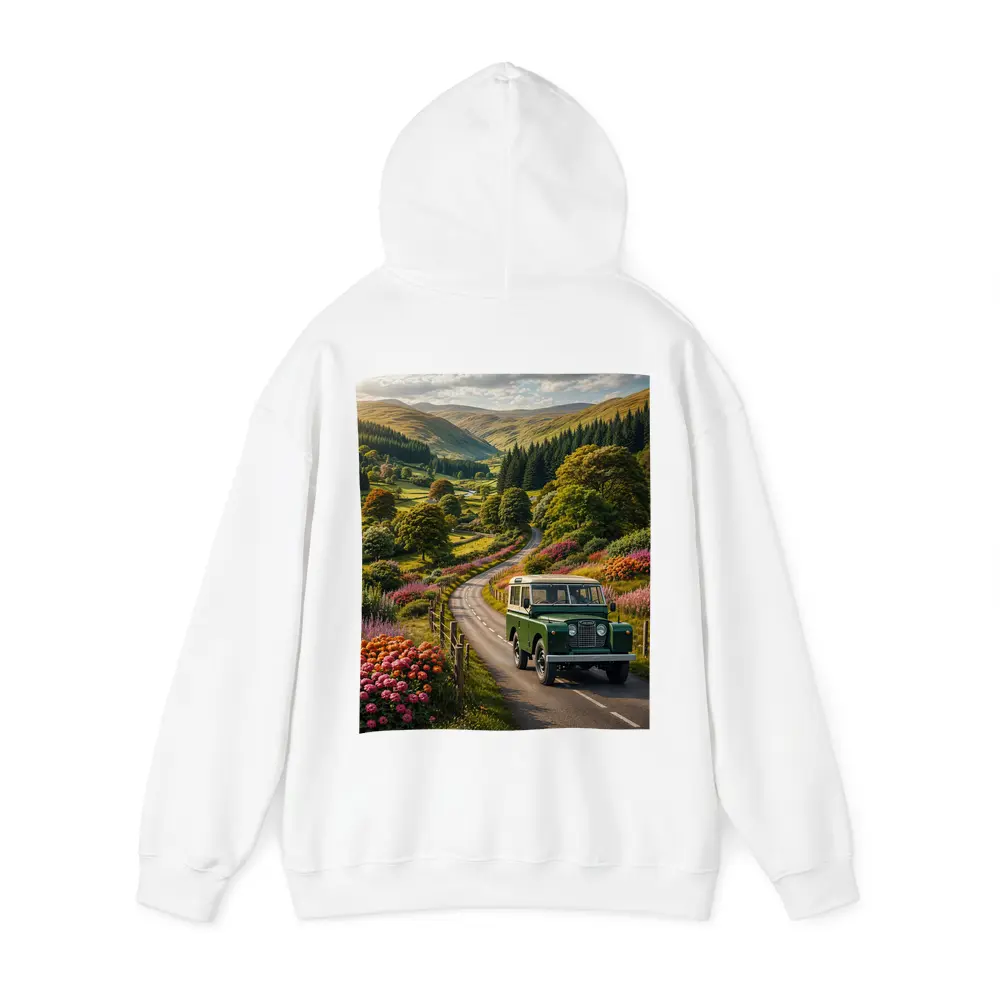 Vintage Land Rover Defender Green Scottish Highlands – Hoodies