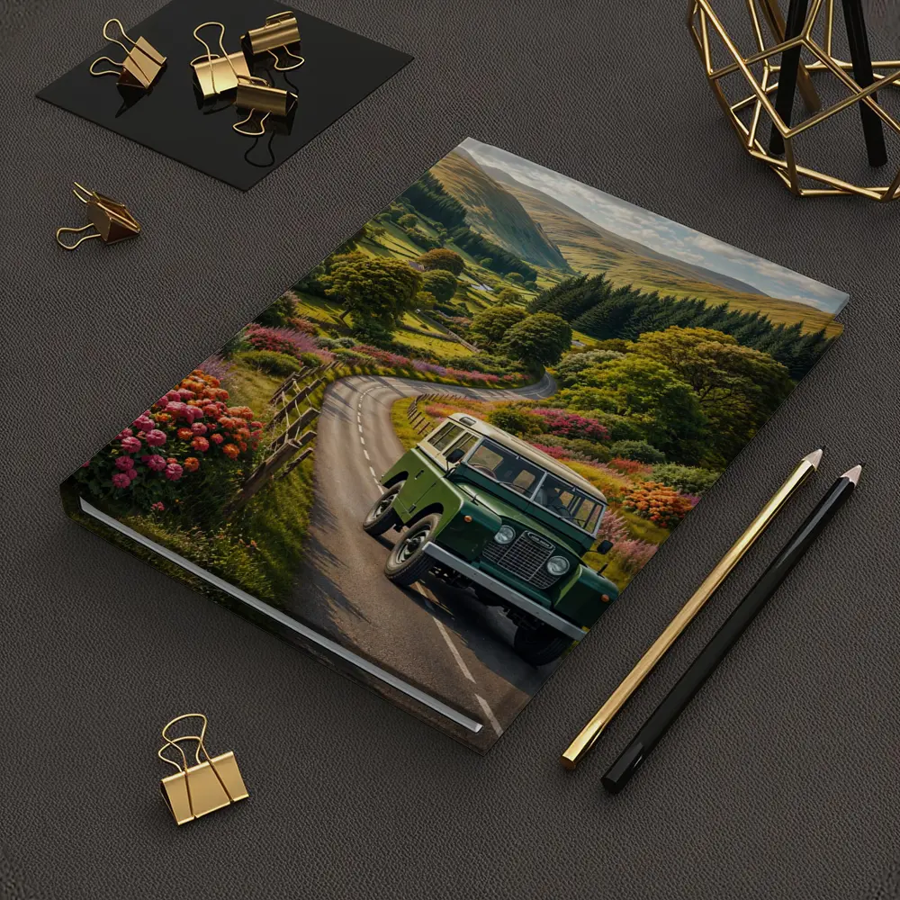 Vintage Land Rover Defender Green Scottish Highlands – Notebooks
