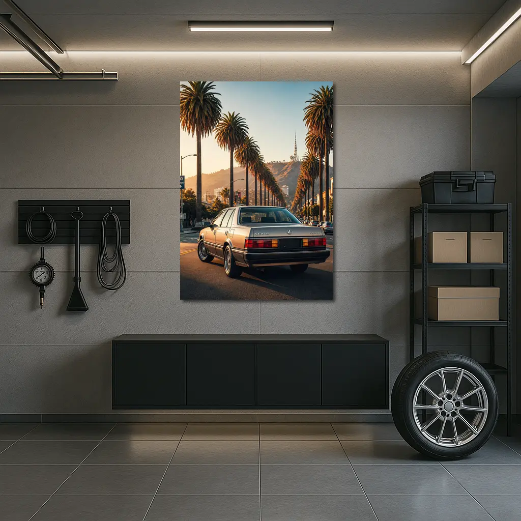 Vintage Lexus Sedan Los Angeles Palm Trees – Wall Art