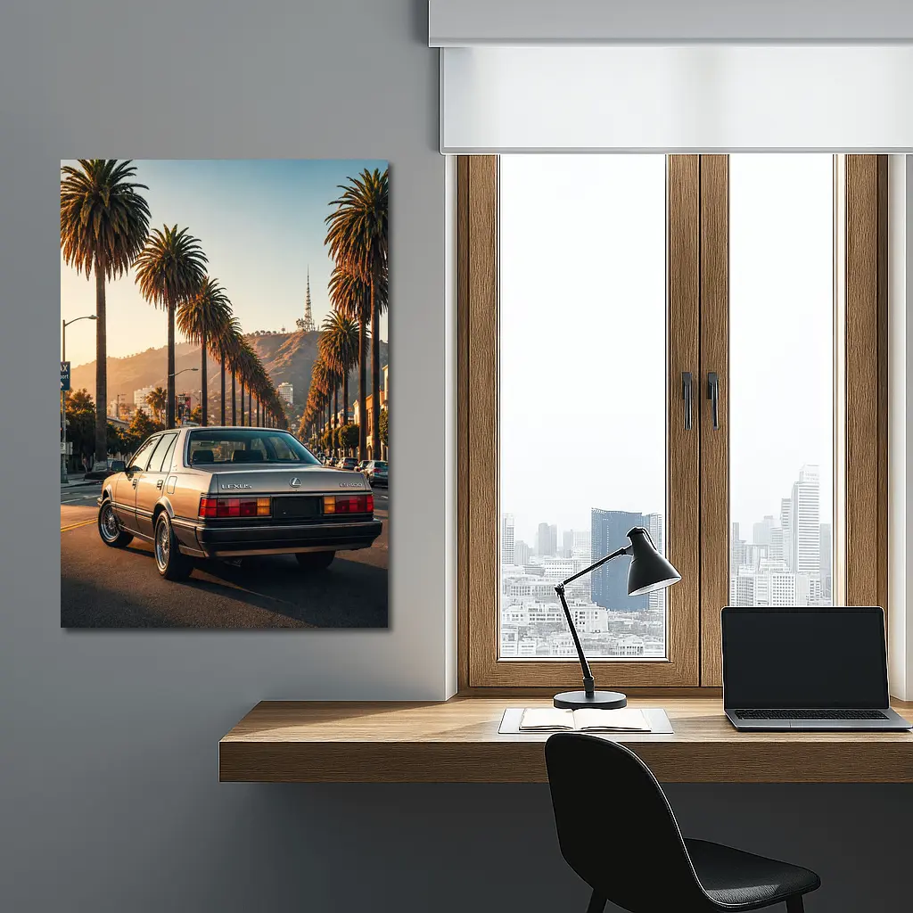 Vintage Lexus Sedan Los Angeles Palm Trees – Wall Art
