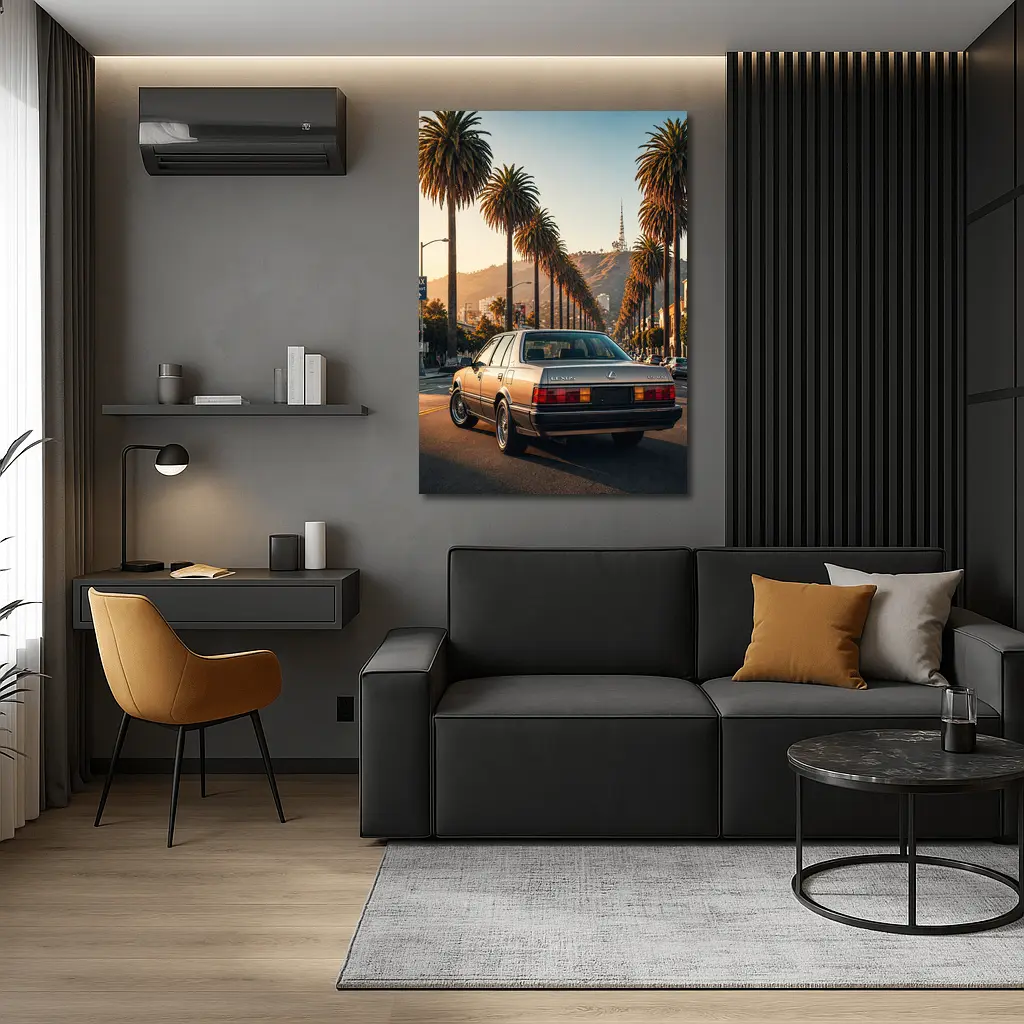 Vintage Lexus Sedan Los Angeles Palm Trees – Wall Art