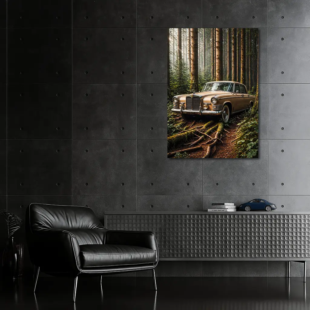Vintage Mercedes Classic Coupe Forest Setting – Wall Art
