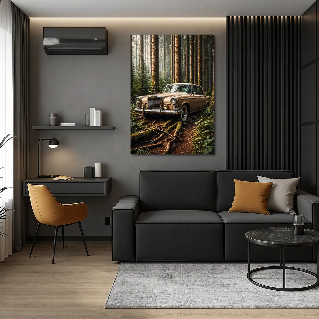 Vintage Mercedes Classic Coupe Forest Setting – Wall Art