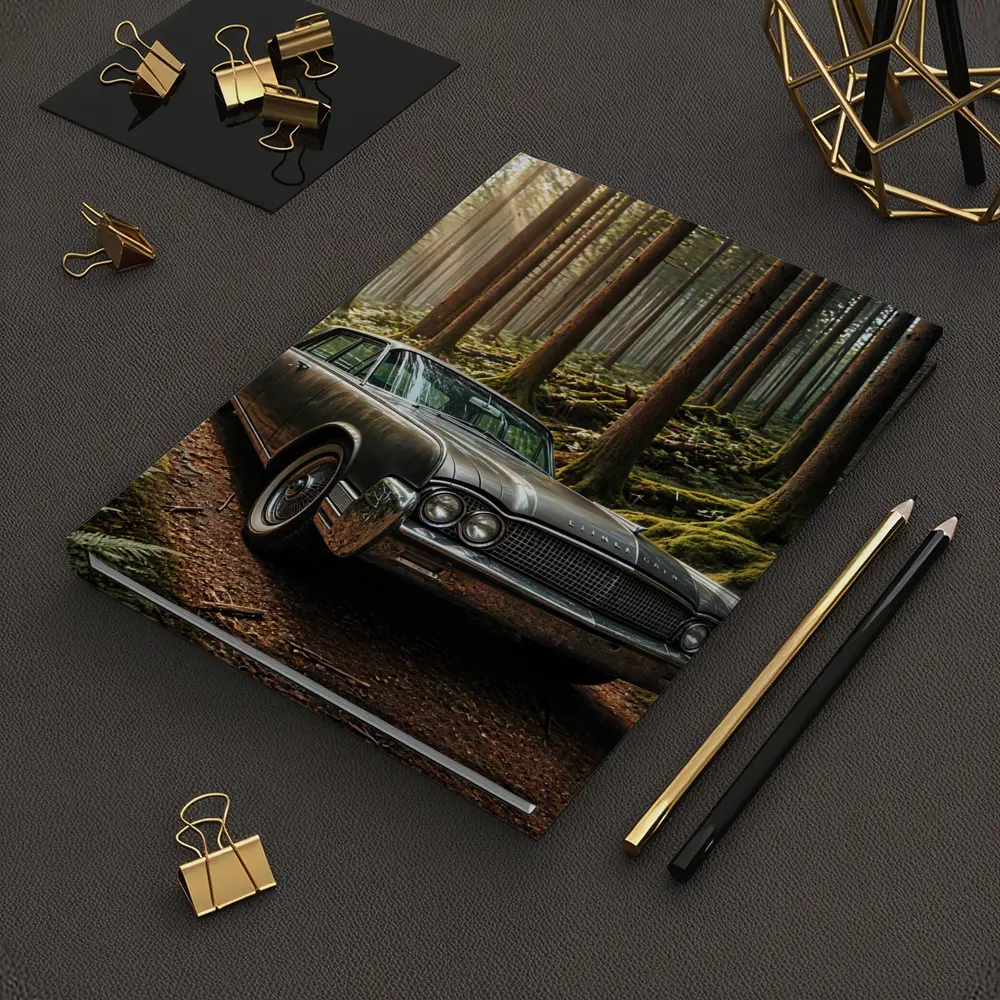Vintage Lincoln Continental Parked in Forest – Notebooks