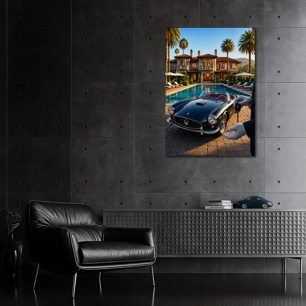 Classic Maserati 3500 GT Poolside Mansion – Wall Art