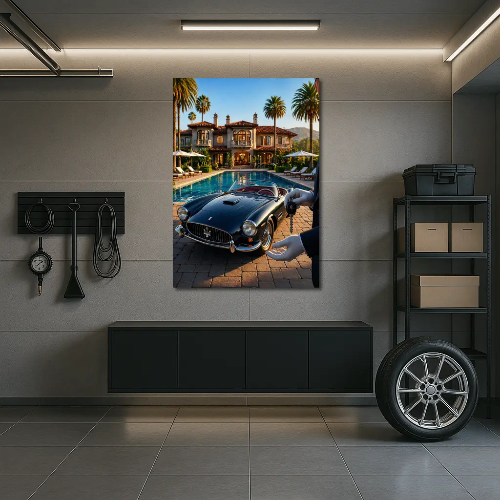 Classic Maserati 3500 GT Poolside Mansion – Wall Art