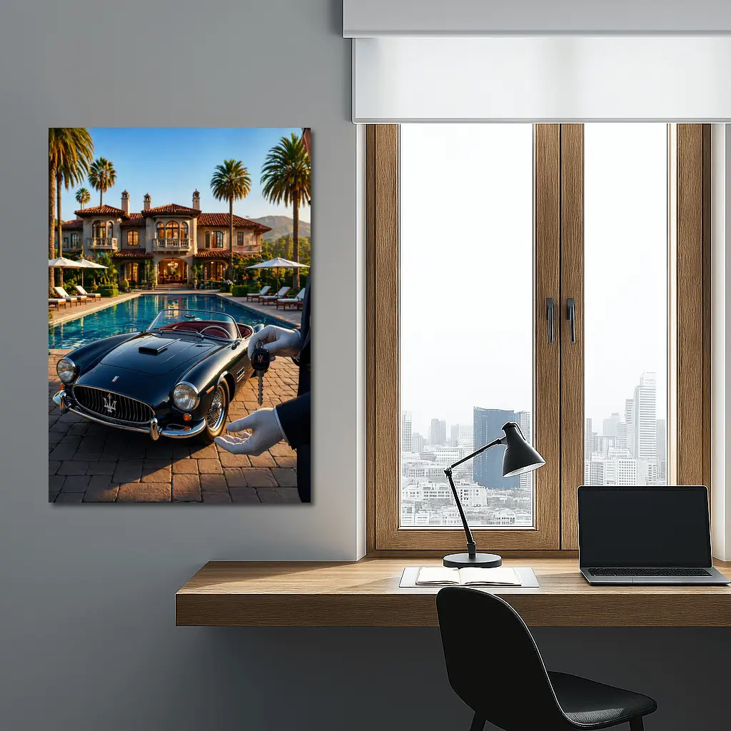 Classic Maserati 3500 GT Poolside Mansion – Wall Art