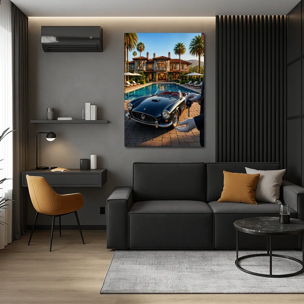 Classic Maserati 3500 GT Poolside Mansion – Wall Art