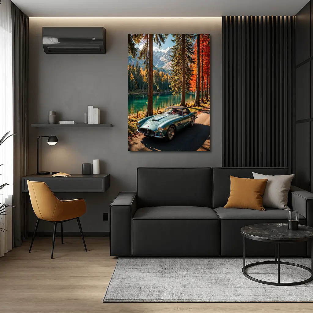 Vintage Maserati Classic Car Alpine Lake – Wall Art