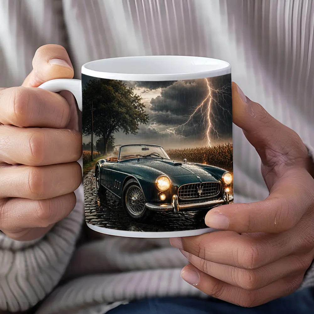 Maserati Classic Convertible Storm Lightning Road – Mugs
