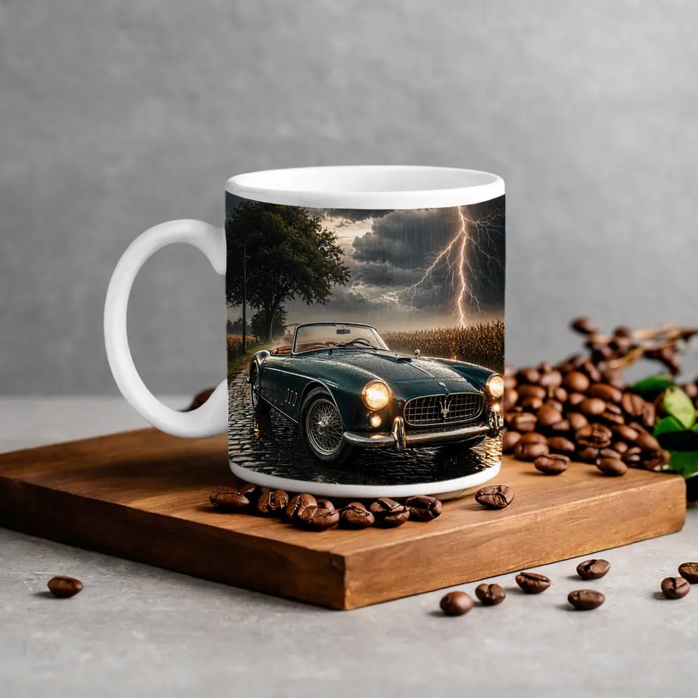 Maserati Classic Convertible Storm Lightning Road – Mugs