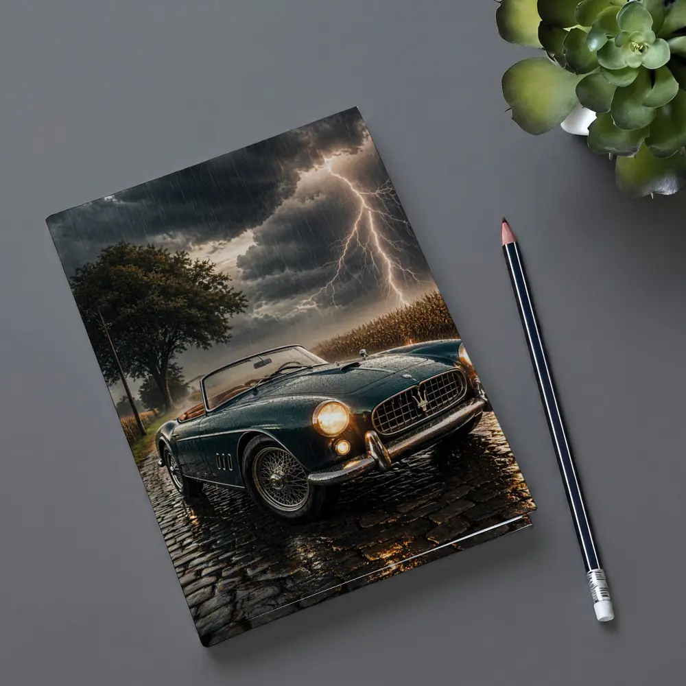 Maserati Classic Convertible Storm Lightning Road – Notebooks