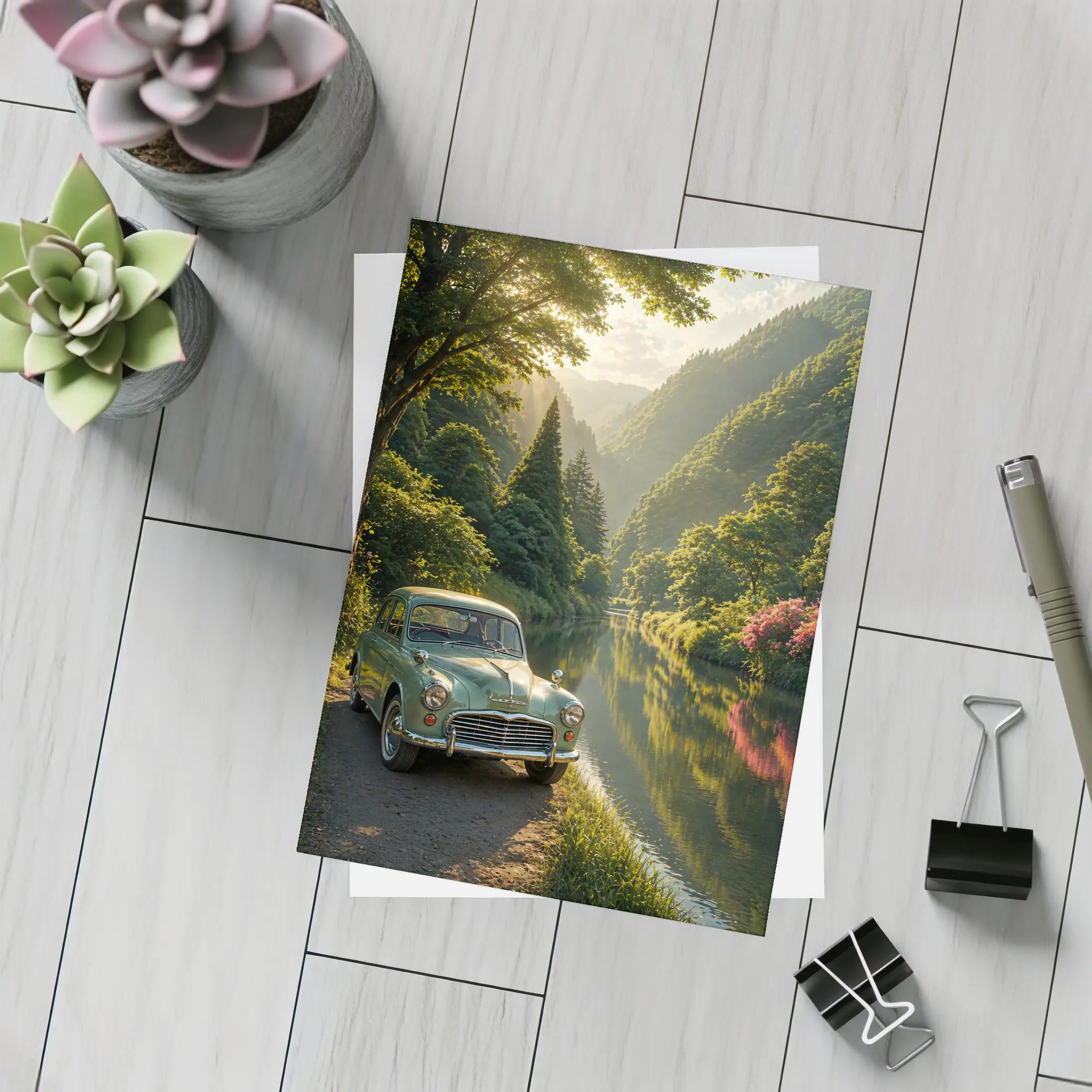 Vintage Morris Minor Green River Forest – Postcards