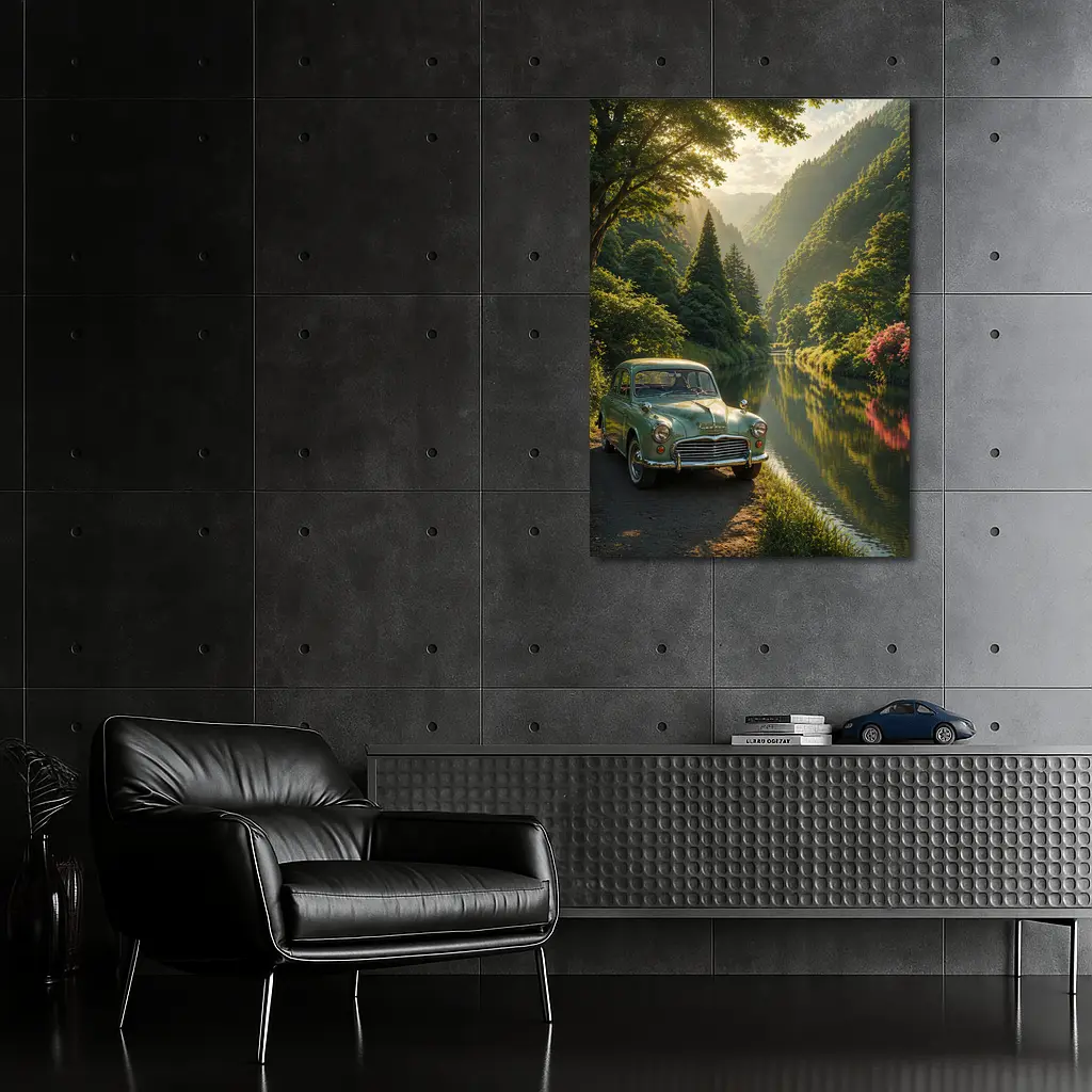 Vintage Morris Minor Green River Forest – Wall Art