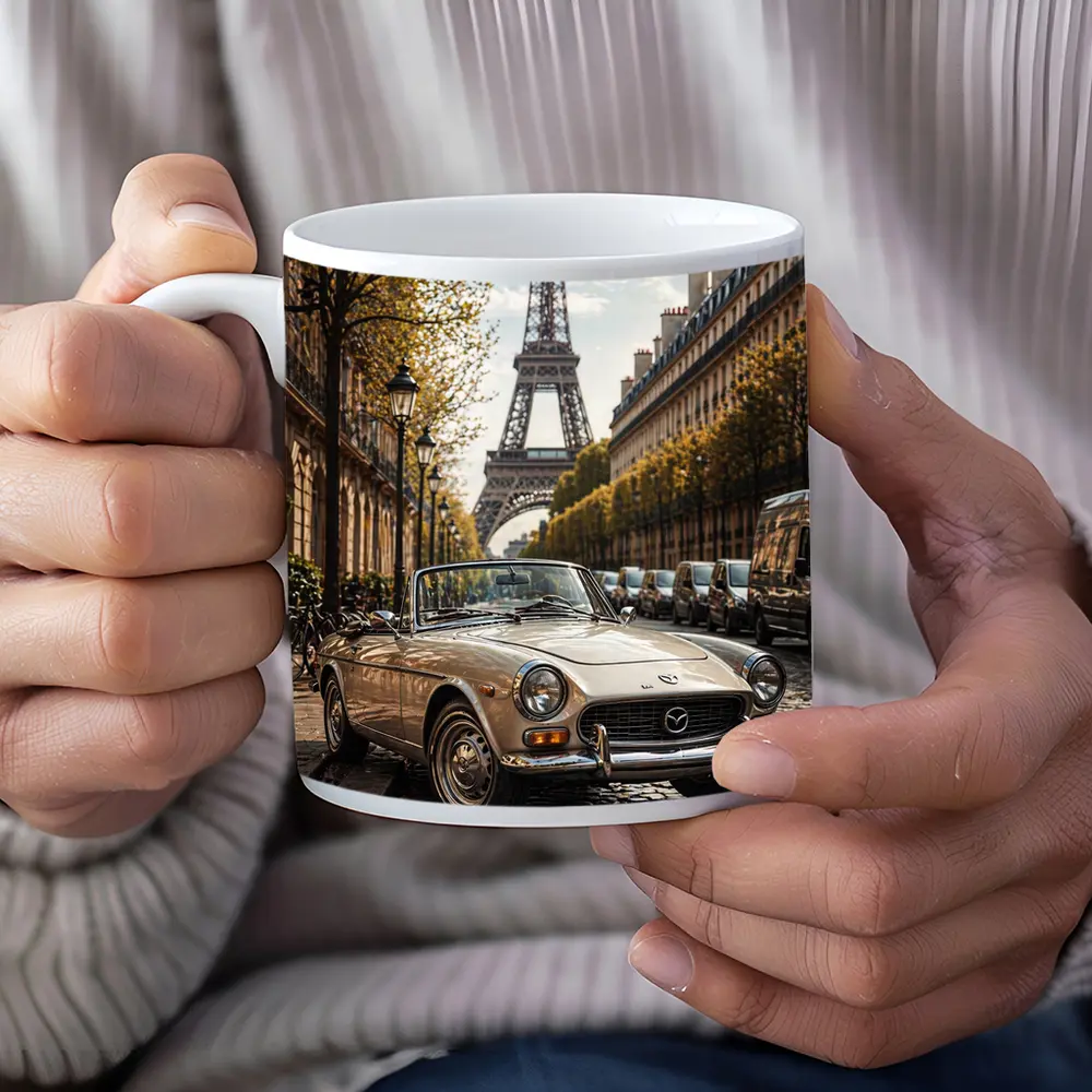 Vintage Mazda Convertible Paris Eiffel Tower – Mugs