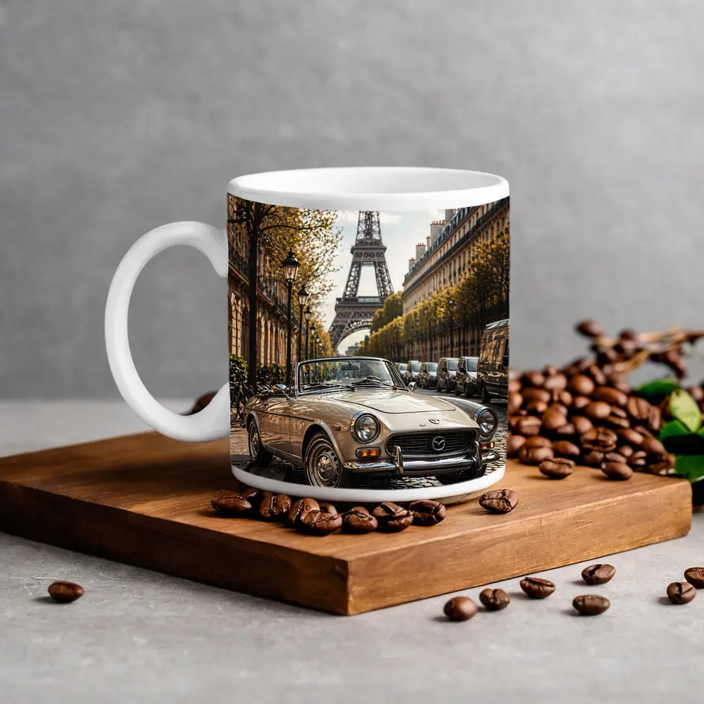 Vintage Mazda Convertible Paris Eiffel Tower – Mugs