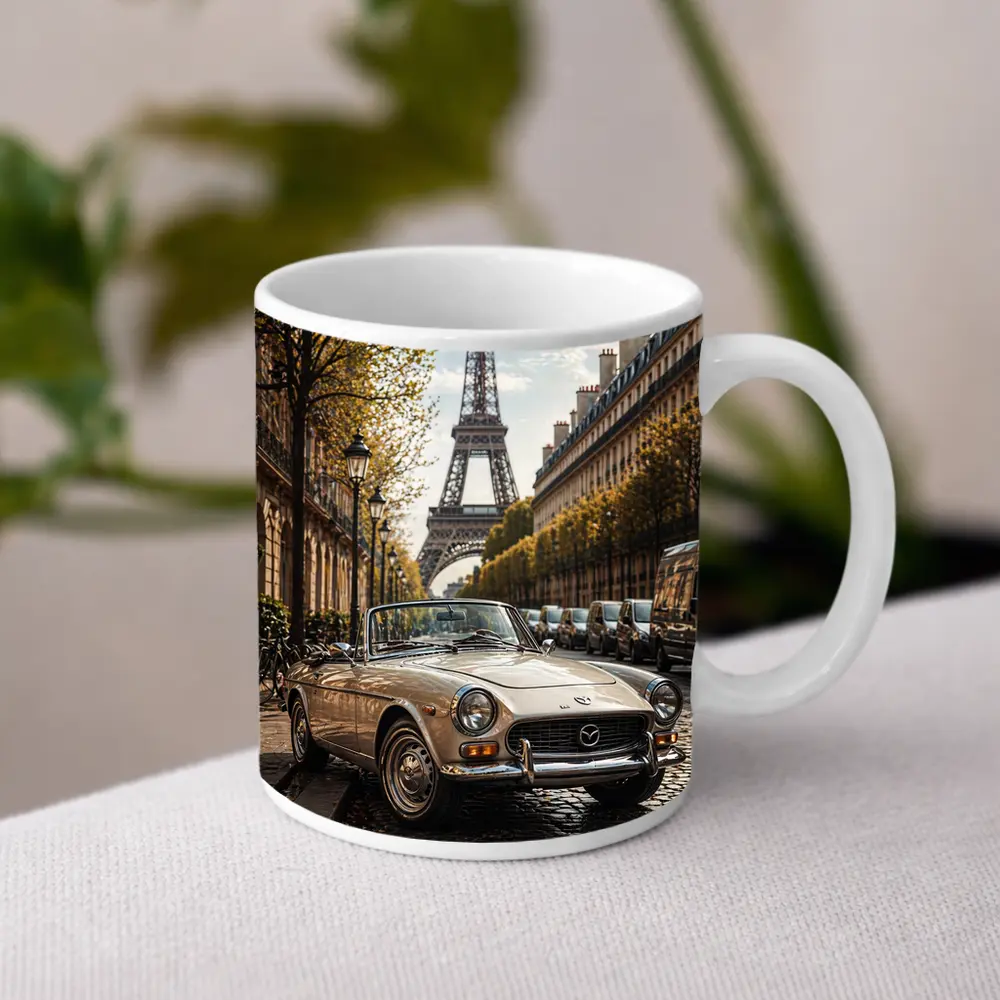 Vintage Mazda Convertible Paris Eiffel Tower – Mugs