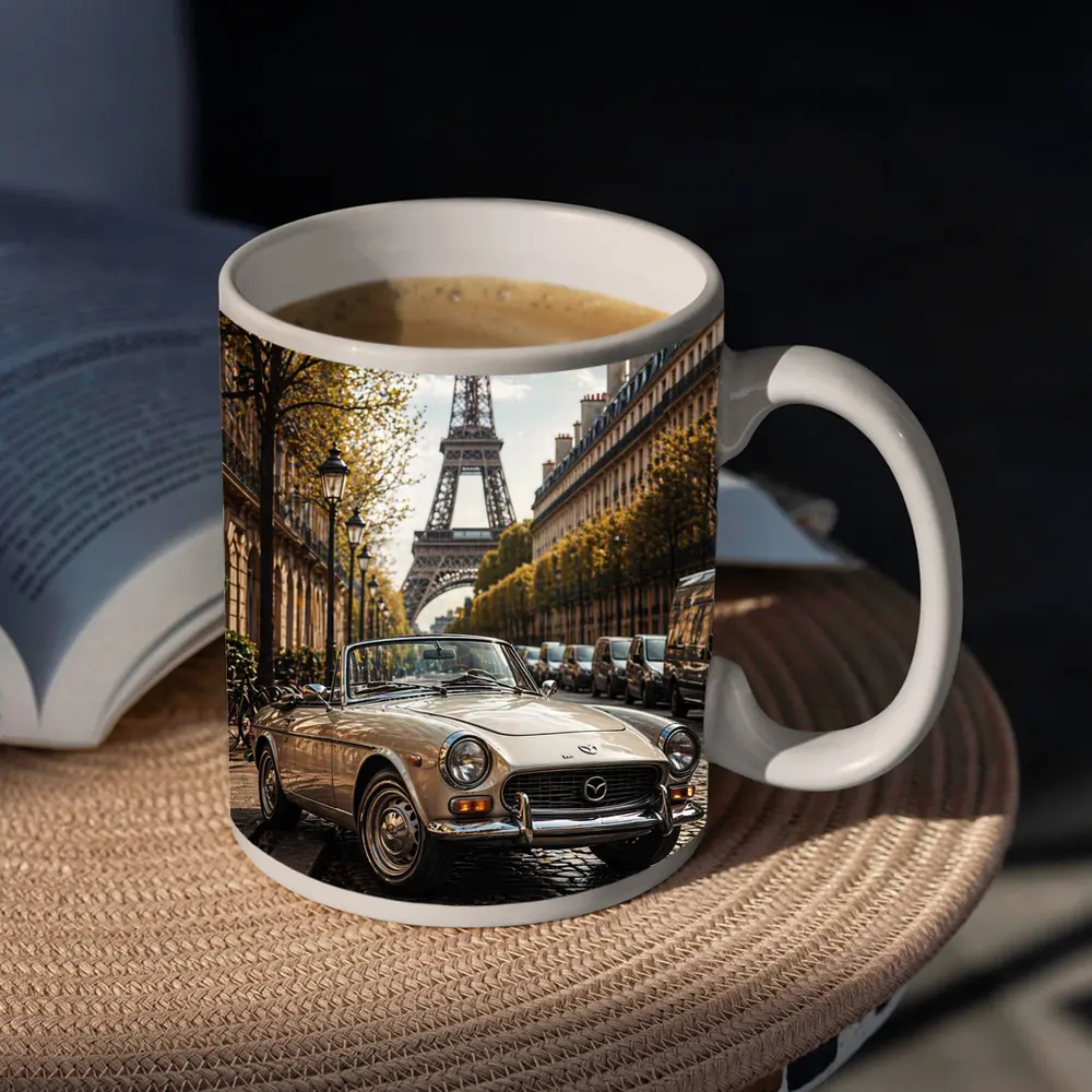 Vintage Mazda Convertible Paris Eiffel Tower – Mugs