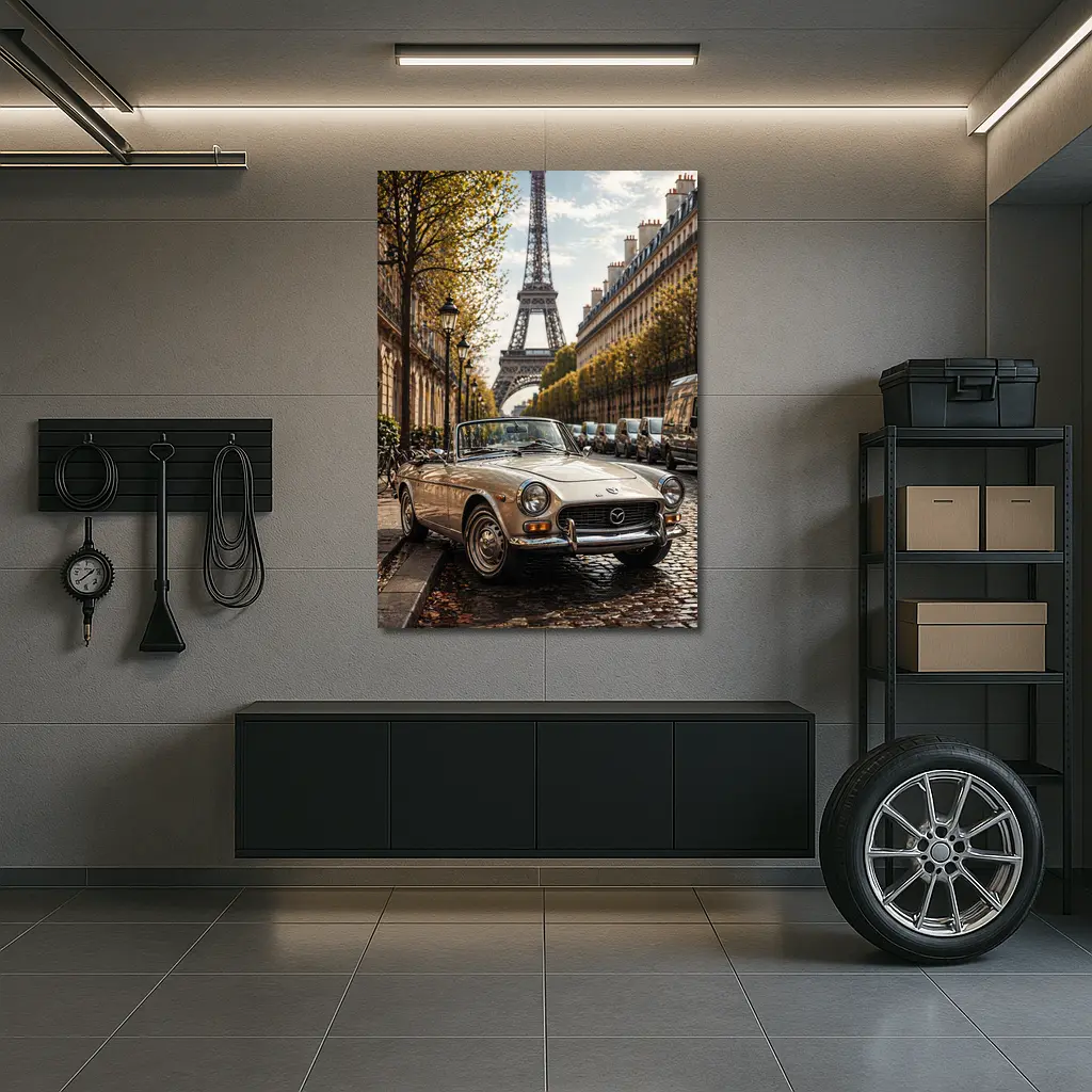 Vintage Mazda Convertible Paris Eiffel Tower – Wall Art