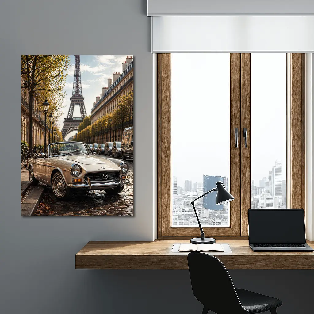 Vintage Mazda Convertible Paris Eiffel Tower – Wall Art