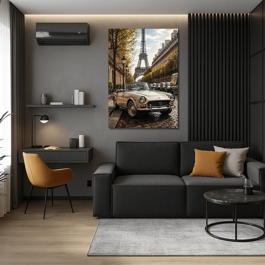 Vintage Mazda Convertible Paris Eiffel Tower – Wall Art