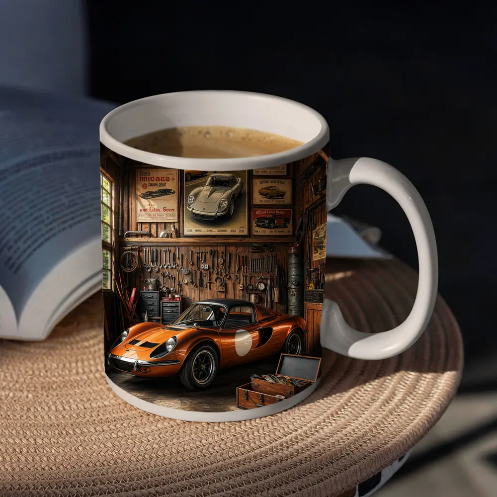Ferrari Dino Orange Sports Car Vintage Garage – Mugs