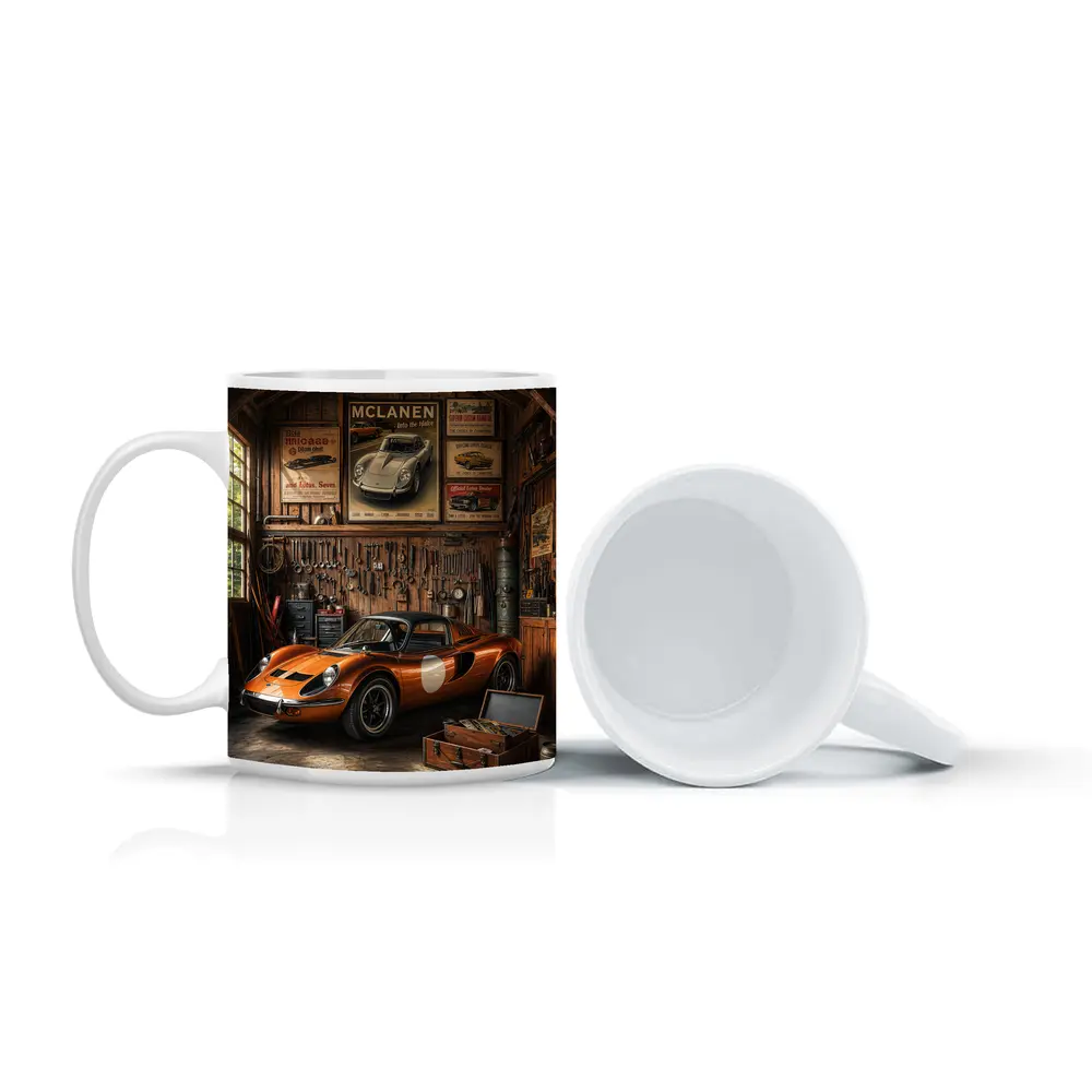 Ferrari Dino Orange Sports Car Vintage Garage – Mugs