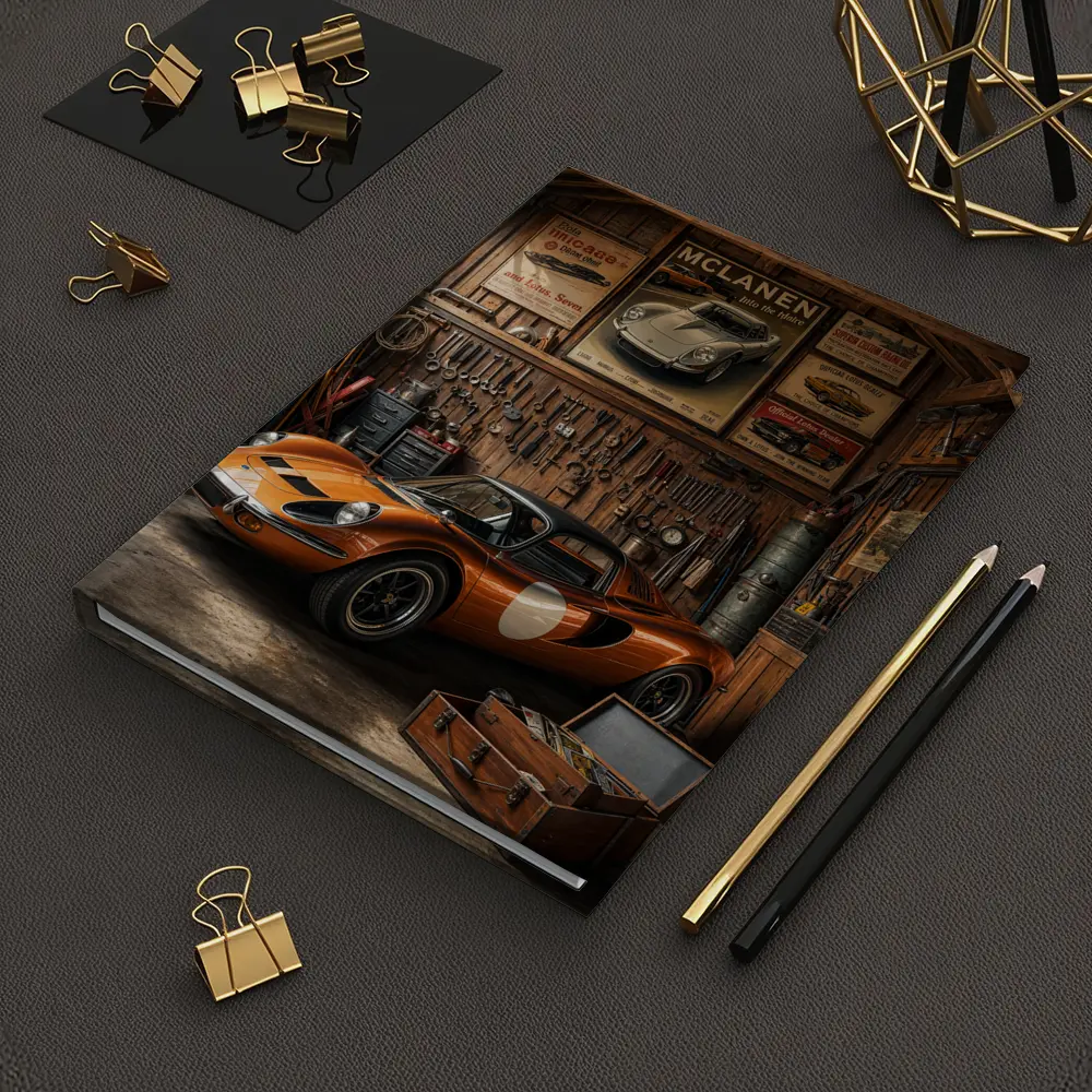 Ferrari Dino Orange Sports Car Vintage Garage – Notebooks