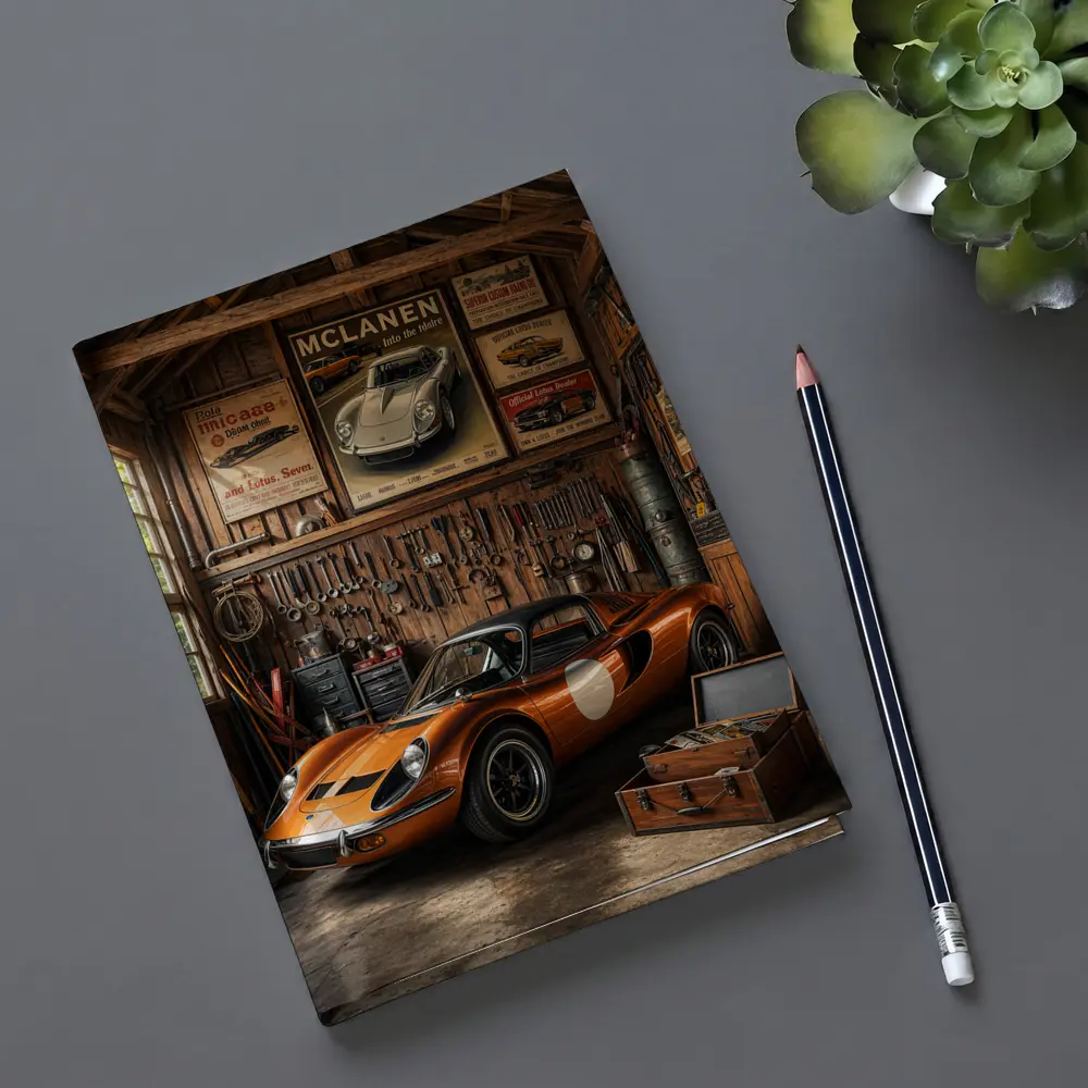 Ferrari Dino Orange Sports Car Vintage Garage – Notebooks