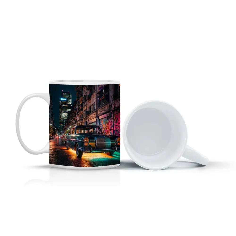 Vintage Mercedes Benz Classic Car Night Street – Mugs