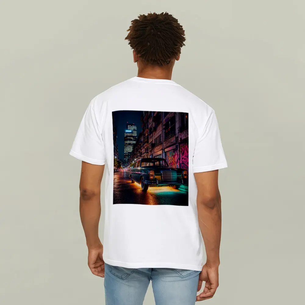 Vintage Mercedes Benz Classic Car Night Street – T-Shirts