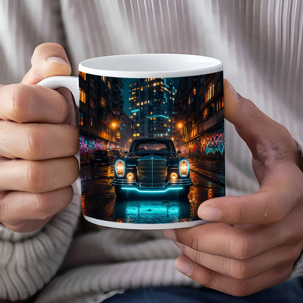 Classic Mercedes Benz Neon City Night Street – Mugs