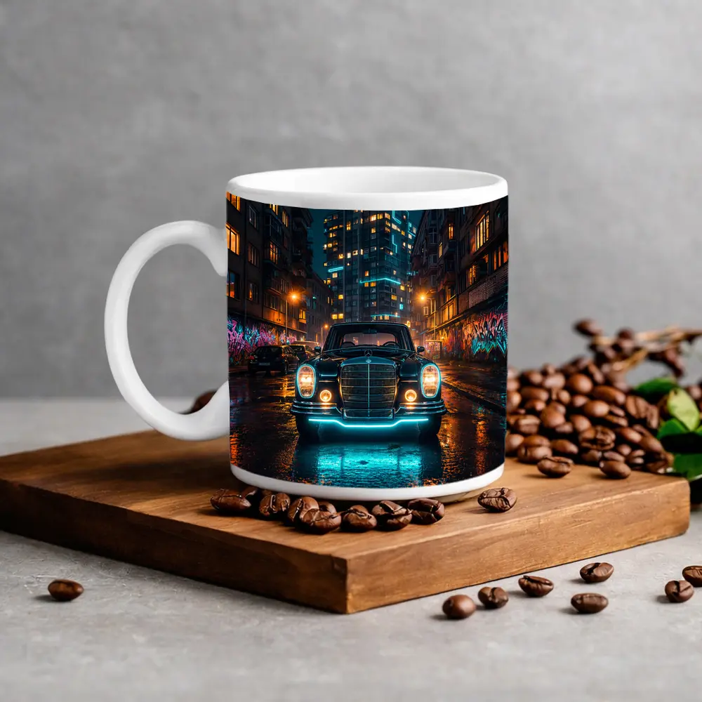 Classic Mercedes Benz Neon City Night Street – Mugs
