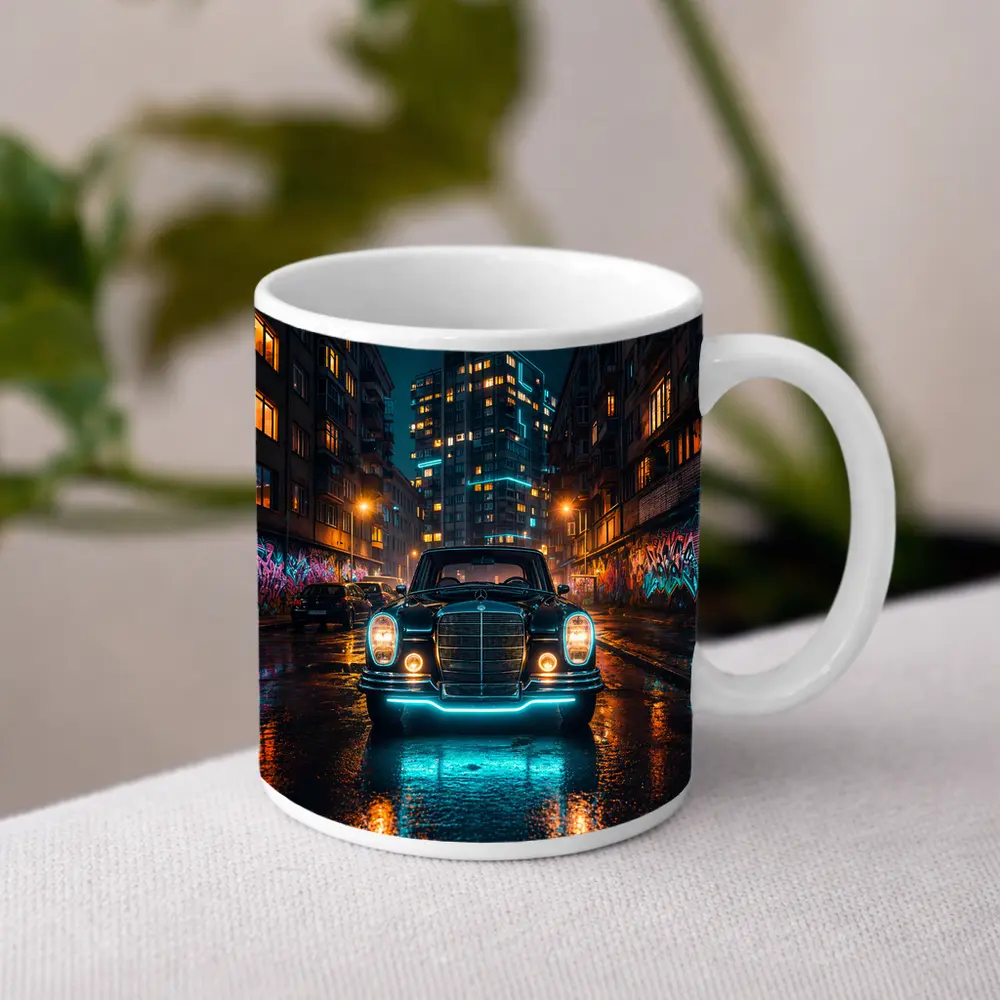 Classic Mercedes Benz Neon City Night Street – Mugs