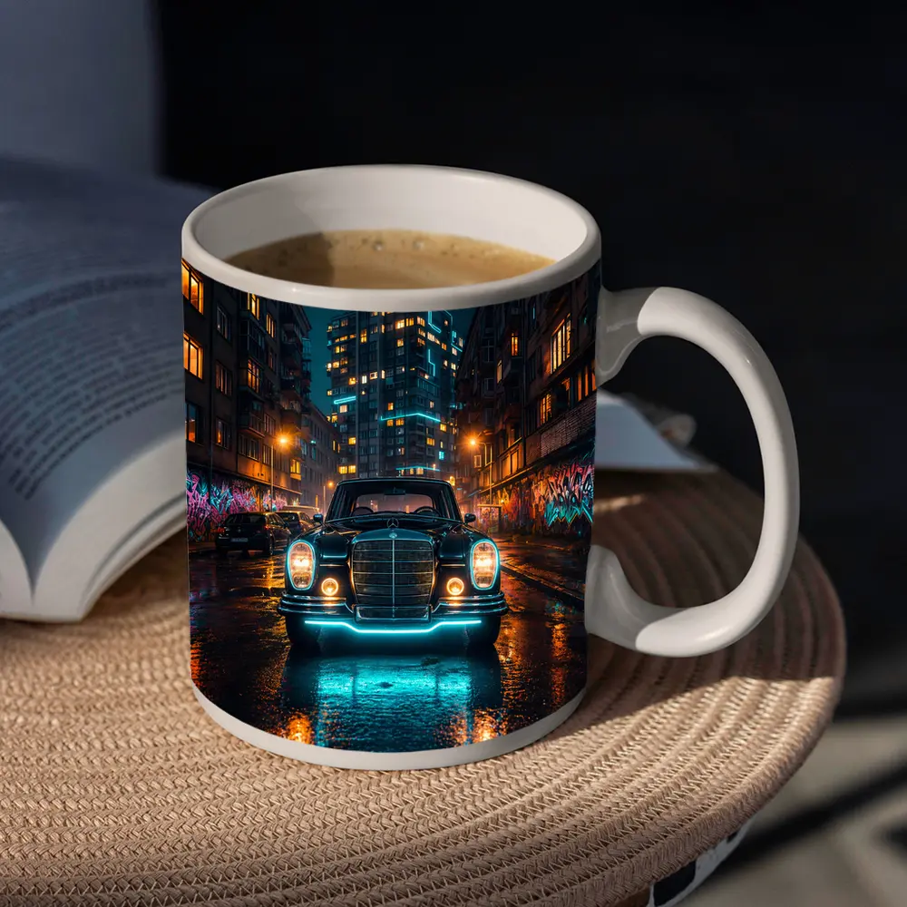 Classic Mercedes Benz Neon City Night Street – Mugs